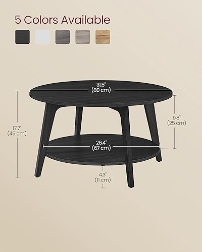 Miniatura 3 de VASAGLE Colección MAEZO - Mesa de café redonda, mesa de centro de 2 niveles con almacenamiento, patas cónicas, transiciones curvas, 31.5 pulgadas