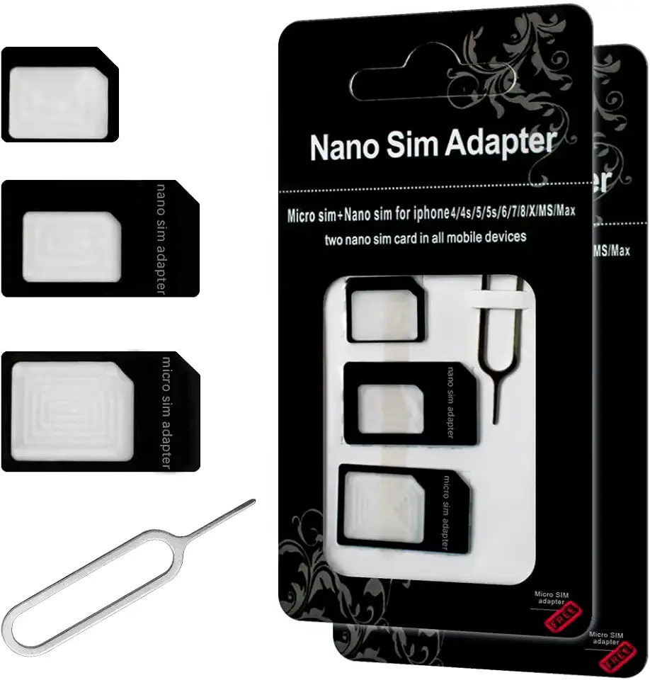 Granvela Pacote Com 2 Adaptadores Para Cartão Nano Sim, Kit Conversor Micro Sim/Padrão Pino De Ejeção Bandeja Iphone, Smartphones Android E Dispositivos Hotspot Mifi.