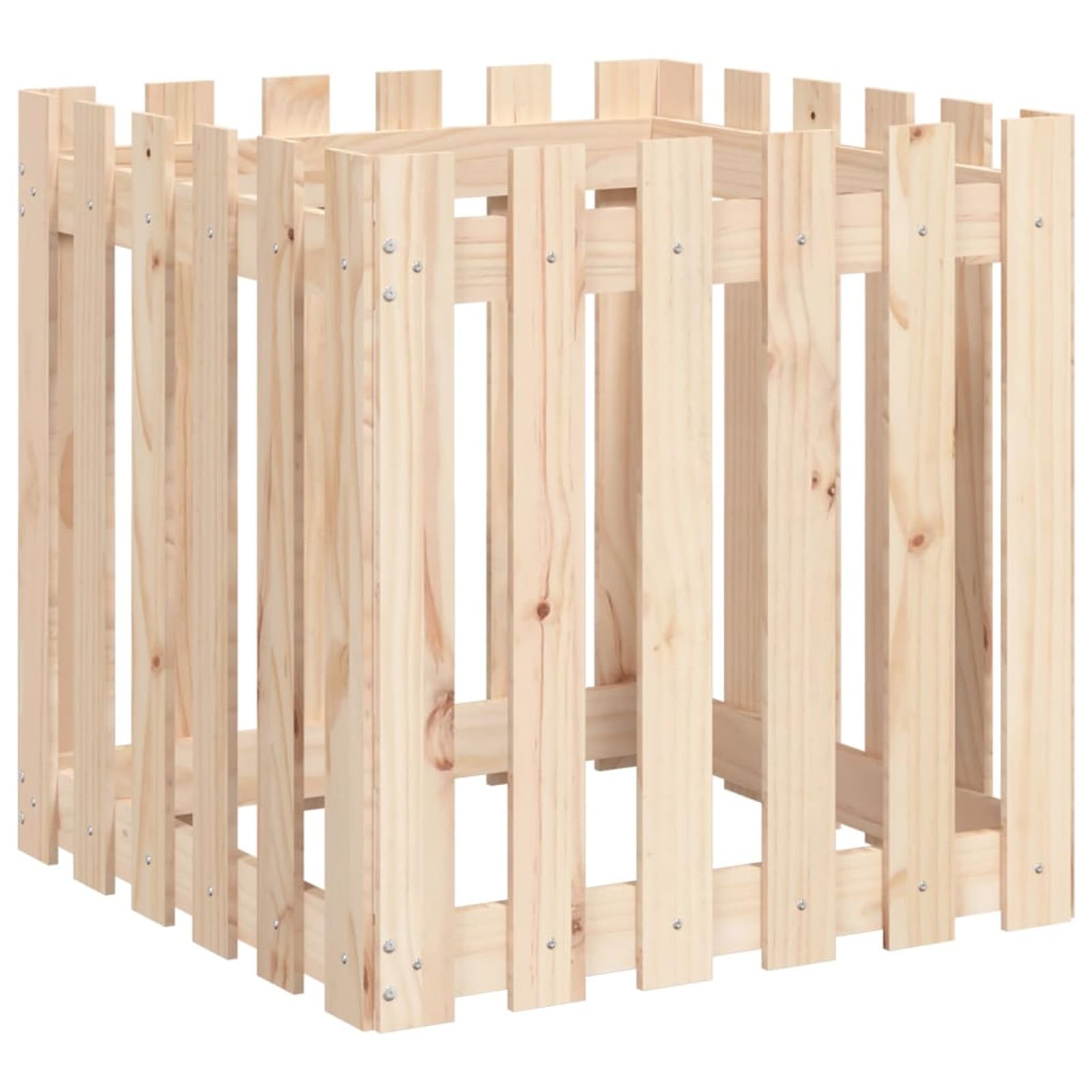 Jardinera con diseño de Valla Madera Maciza de Pino 60x60x60 cm Kit de Cultivo huerto Interior de Hierbas aromáticas