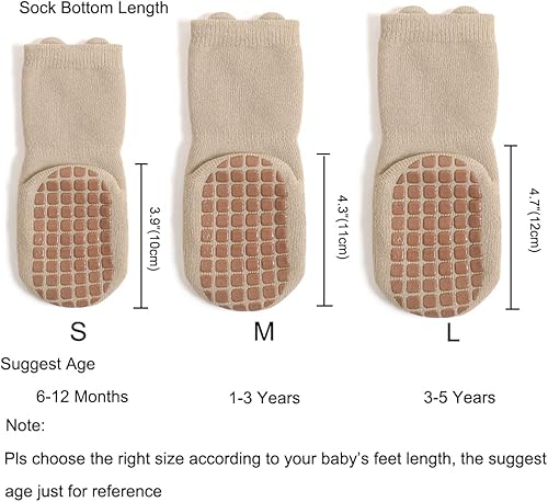 Miniatura 3 de Exegawe Calcetines antideslizantes para bebé 5 pares de calcetines gruesos y cálidos con agarres para niñas y niños calcetines antideslizantes