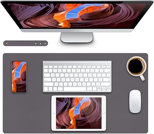 HOTTYAO Alfombrilla de escritorio de cuero, alfombrilla de mouse para escritorio, antideslizante, de piel sintética, impermeable, para oficina y