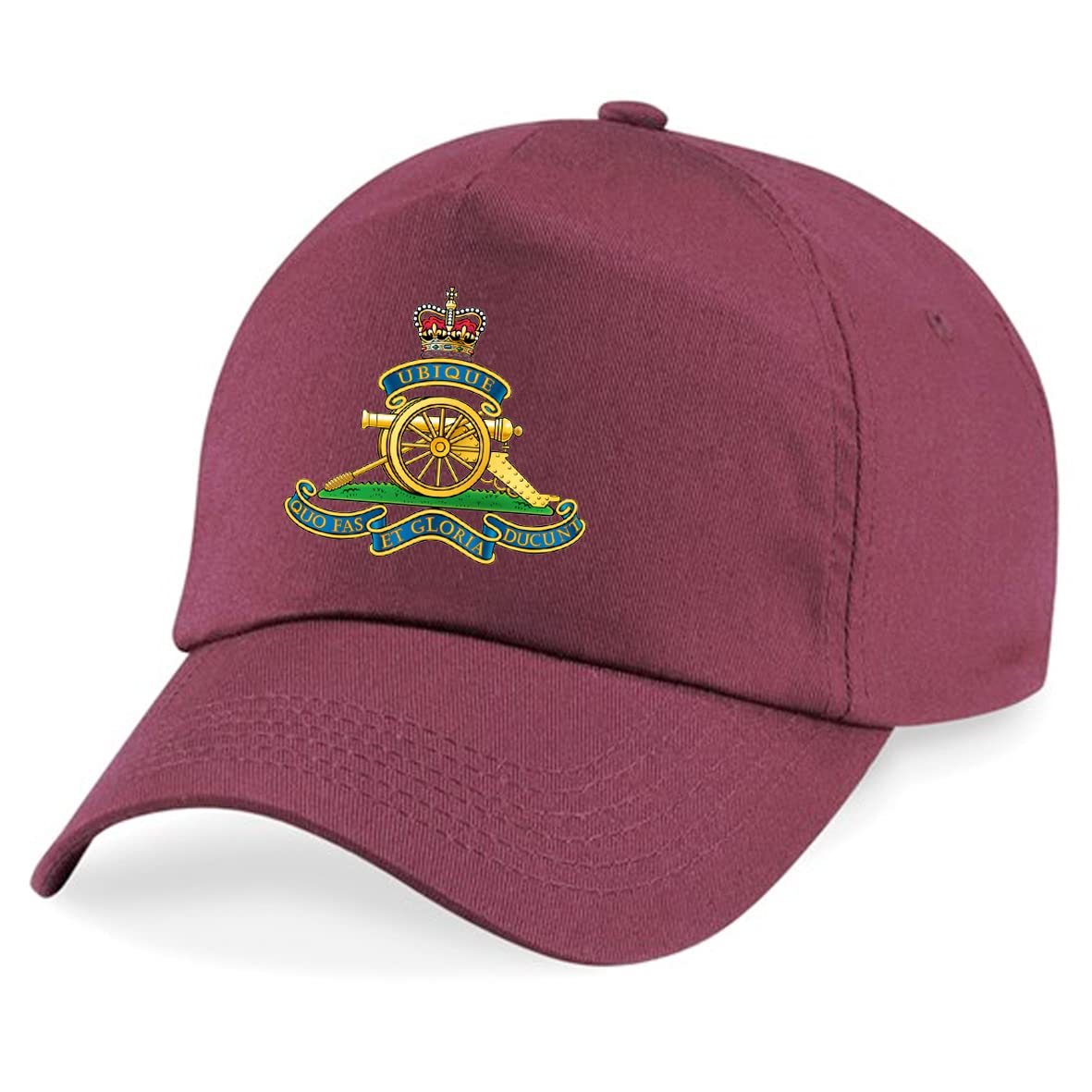 Psave Maroon Royal Artillery Insignia Embroidered Baseball Cap British Army Military Embroidery (Maroon)