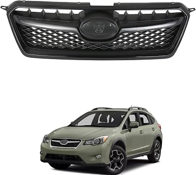 Front Bumper Grille Compatible with 2013-2015 XV Crosstrek Glossy Grill Painted Mesh Style