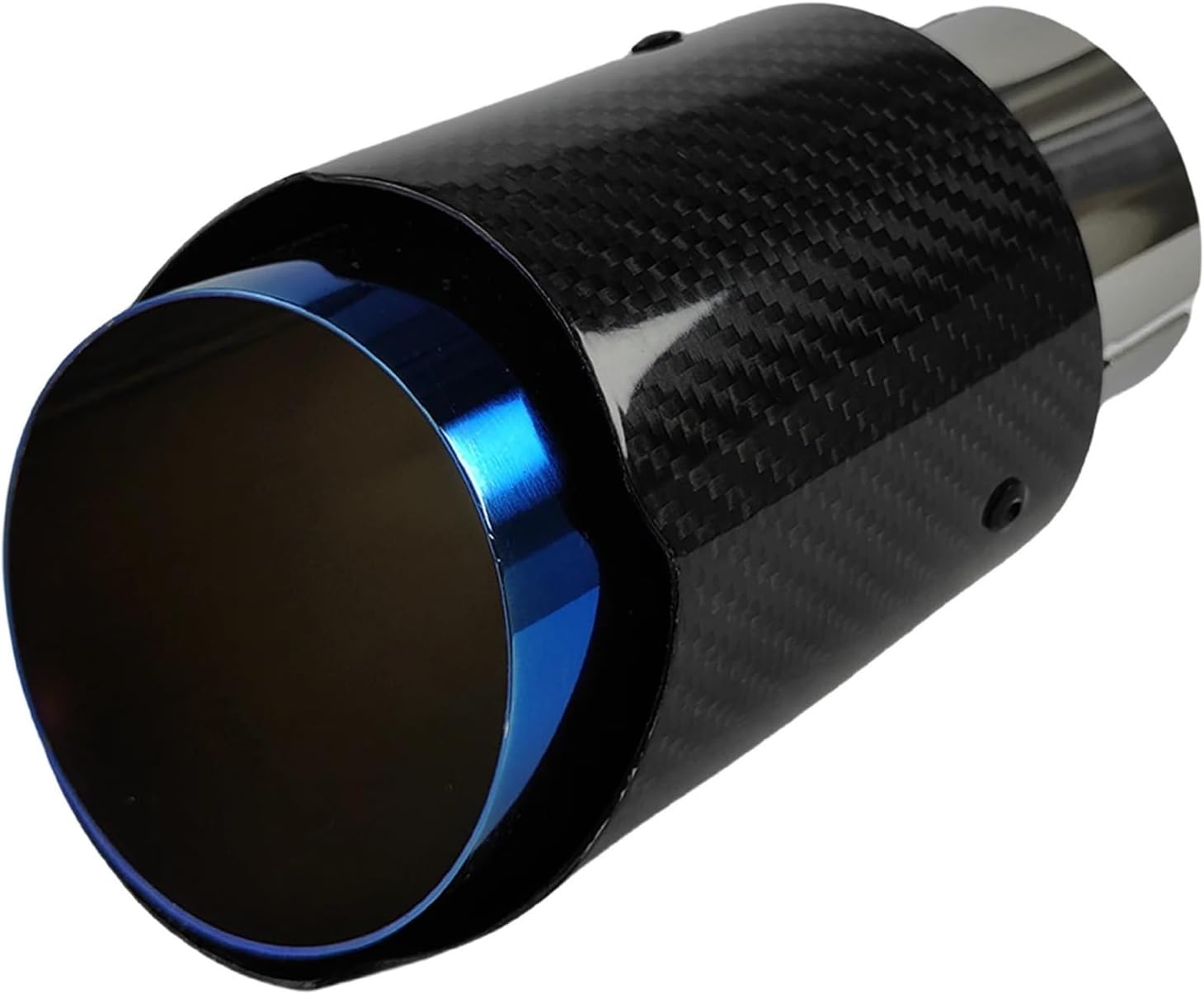 ユニバーサルカーカーボンファイバーテールスロートステンレススチールサイレンサーブルーメッキツイル光沢マフラー排気ノズルチップ1個(6