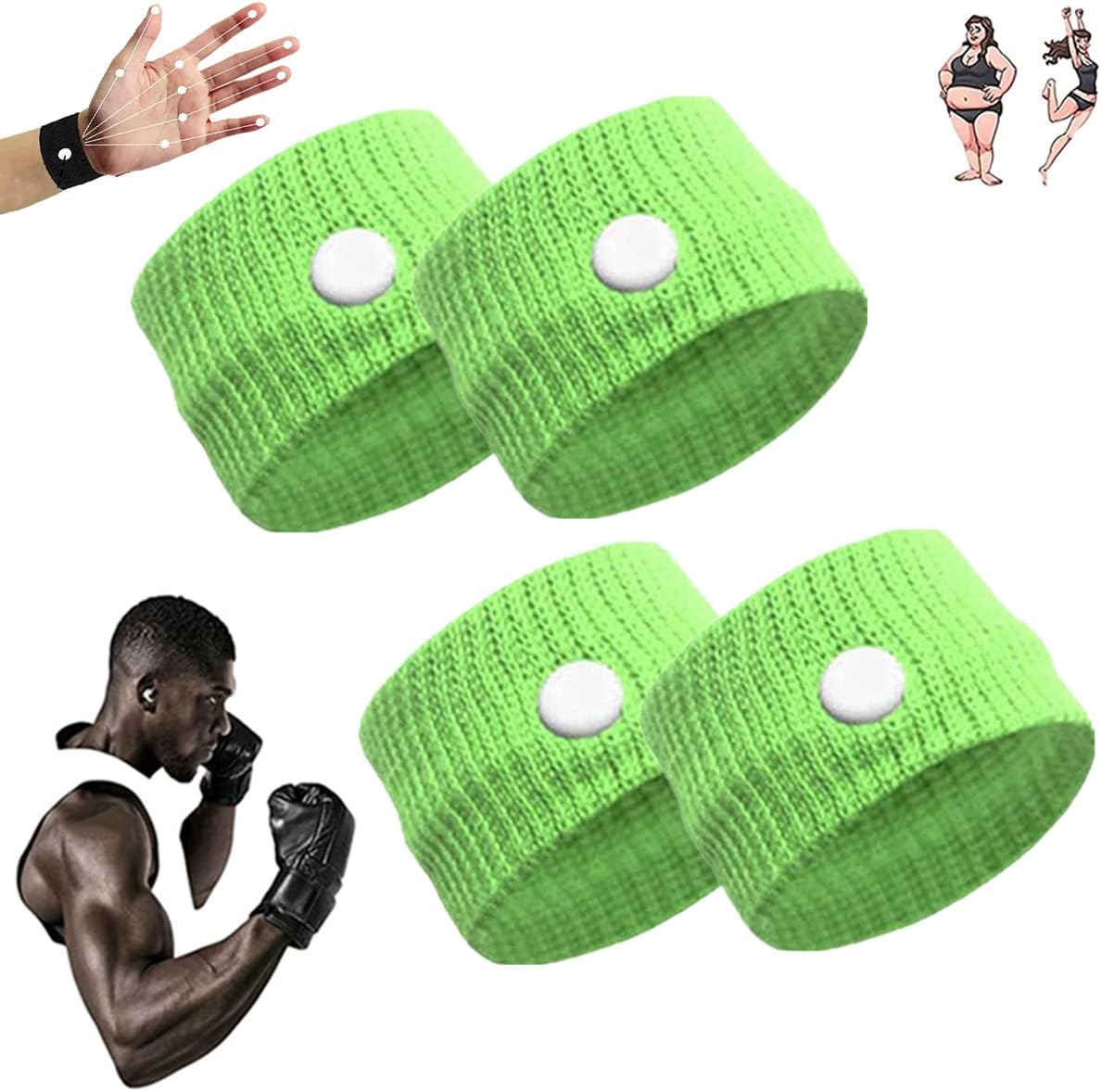 Weimax Sugar Control Wristband,Blood Sugar Control Wristband,Healthify Sugar Control Therapeutic Wristband for Everyone (Green-2Pairs)