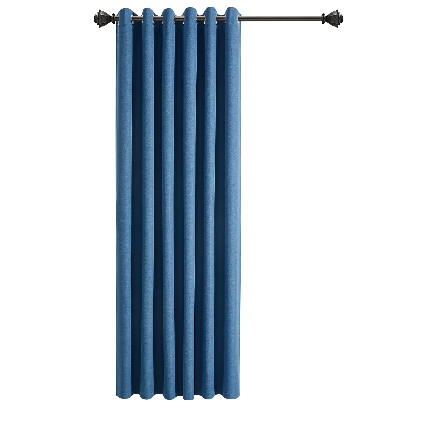 INSPIRE HOMEWARE 100% Blackout Eyelet Linen Curtains for Living Room 66x84 Inch Drop Thermal Insulated & Super soft Ring Top Blue Curtain Single Panel with Matching Tie Backs — image 1