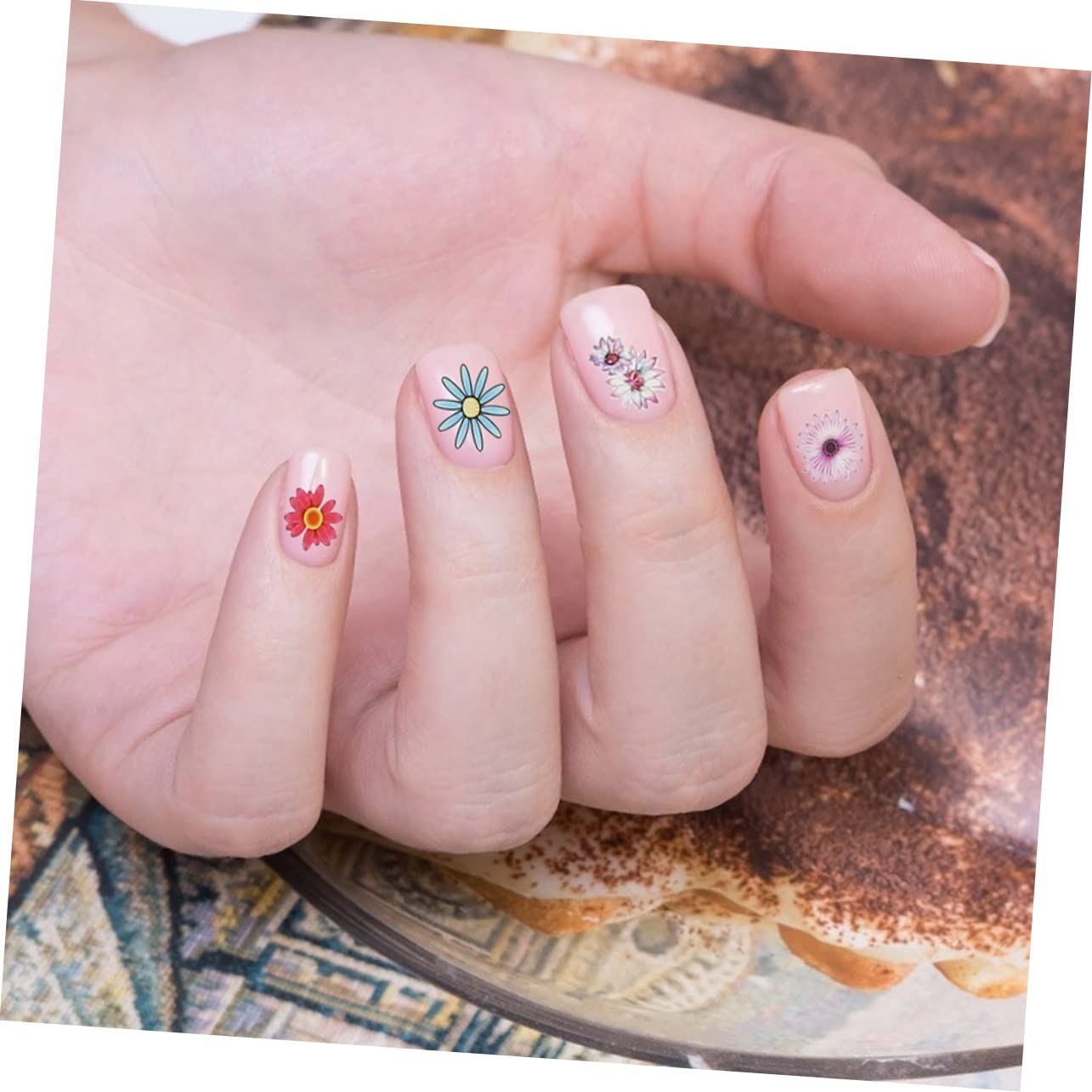 Healeved 15fogli Adesivi Per Unghie Con Fiori Decorazioni Nail Art Per Manicure e Salone Facili Da Applicare e Resistente Per Donne e Ragazze