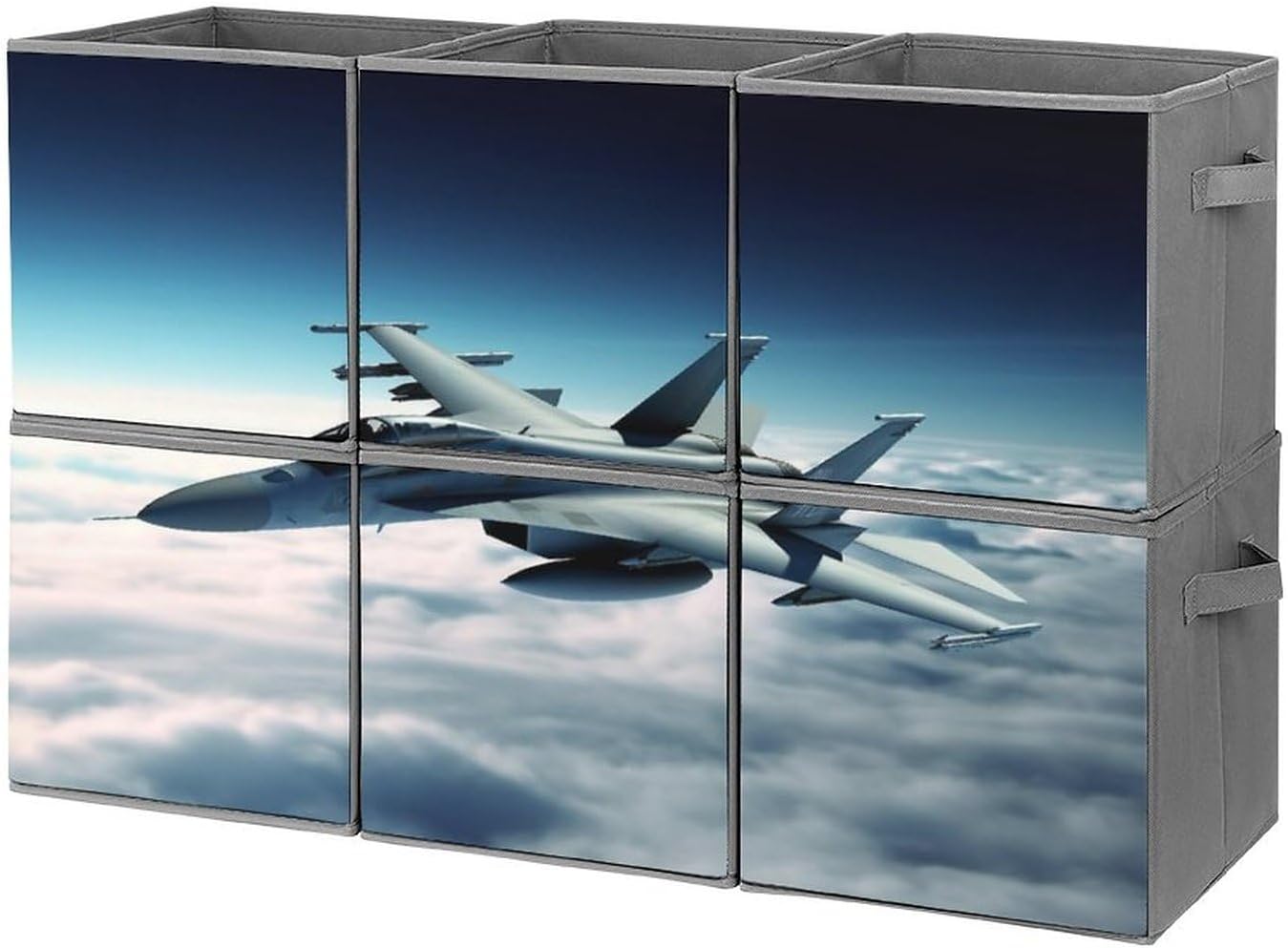 Multi Use Organizer Bins, Aircraft Fighter Jets Printed Storage Bins, Foldable Storage Baskets Are Suitable For Bedrooms, Offices, And Cars