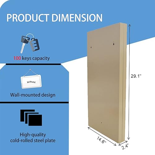 Miniatura 2 de INTBUYING 100 Posición Gabinete de llave Cerradura de llave Caja de bloqueo portátil Montaje en pared Gabinete de llaves para centro comercial y