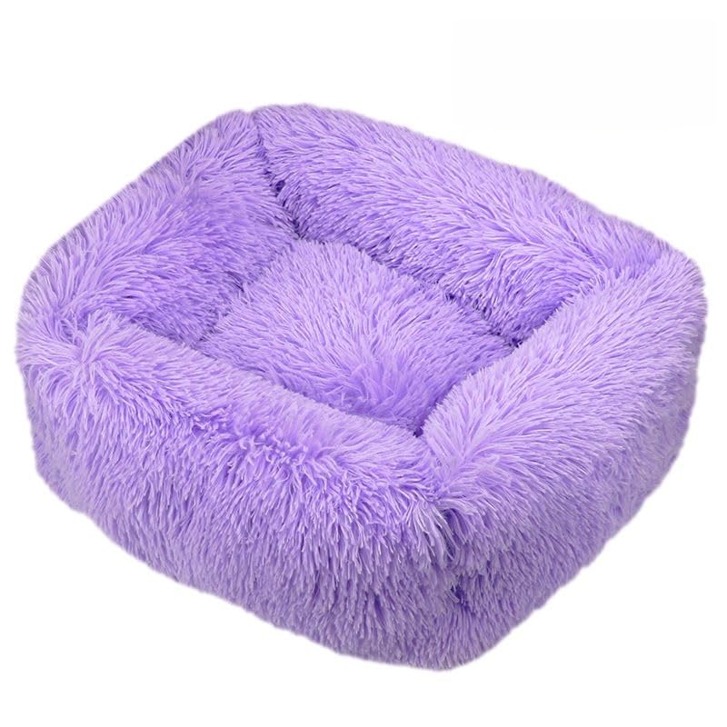 Odot Plush Dog Bed, Small Medium Large size Dogs, Square Washable Pet Bed for Cat Puppy Crate, Calming Dog Sofa, Soft and Fluffy, Non-Slip (Purple,S) — image 1