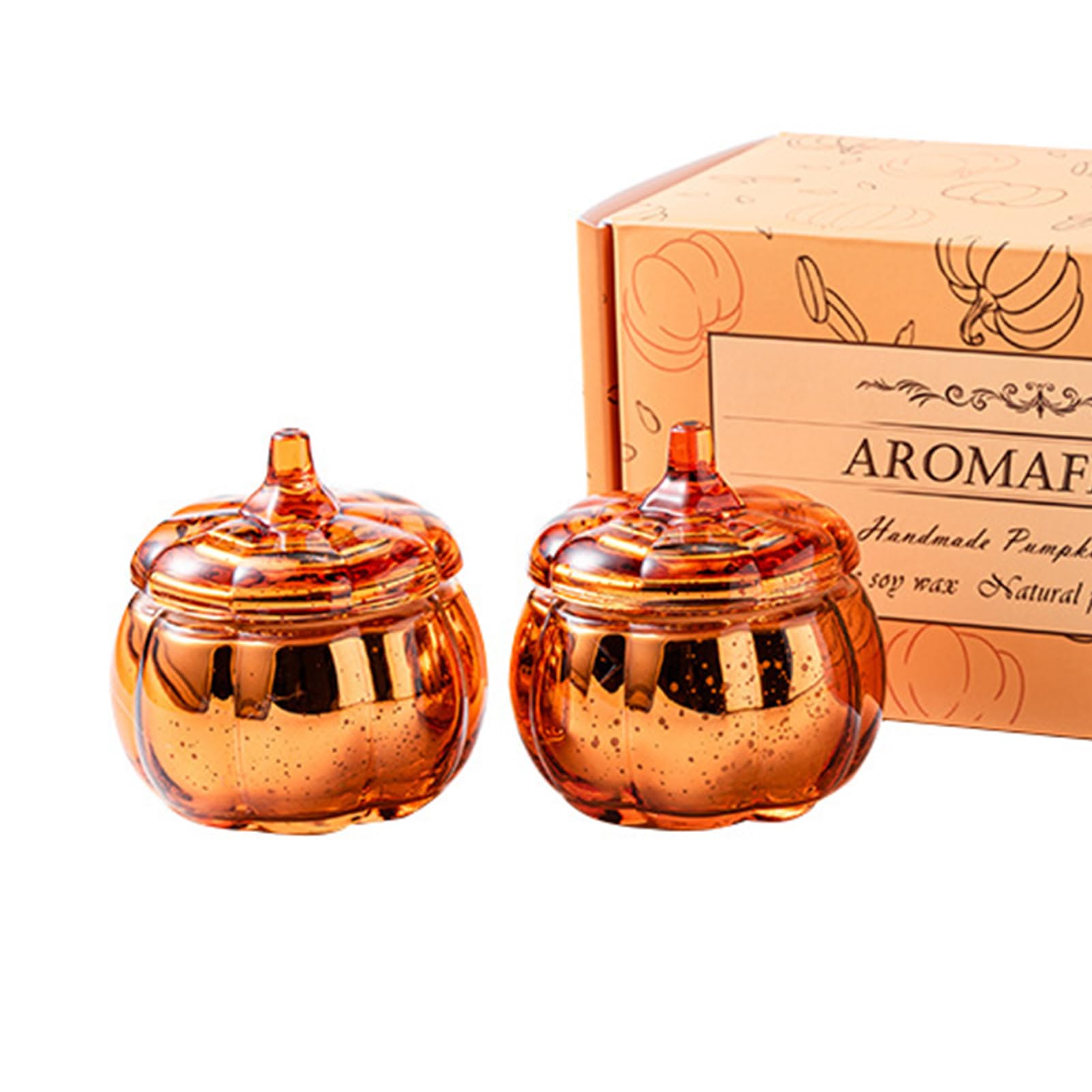 Weihnachtsdeko Herbstdeko Duftkerzen, 2er Pack Kürbis Deko Duftkerzen für Herbst Weihnachten Deko Geschenk, Sojakerzen für zu Hause, Große Kerze im Glas mit 2 Dochten, 90 Stunden Brennzeit (Lavendel)