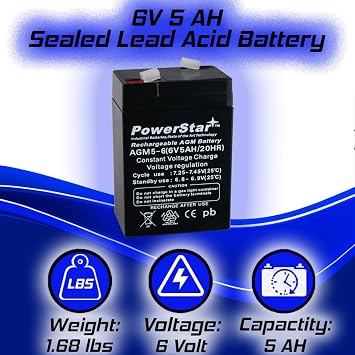 TWO UB645 6V 4.5Ah Sealed Lead Acid SLA Alarm Battery now 5AH