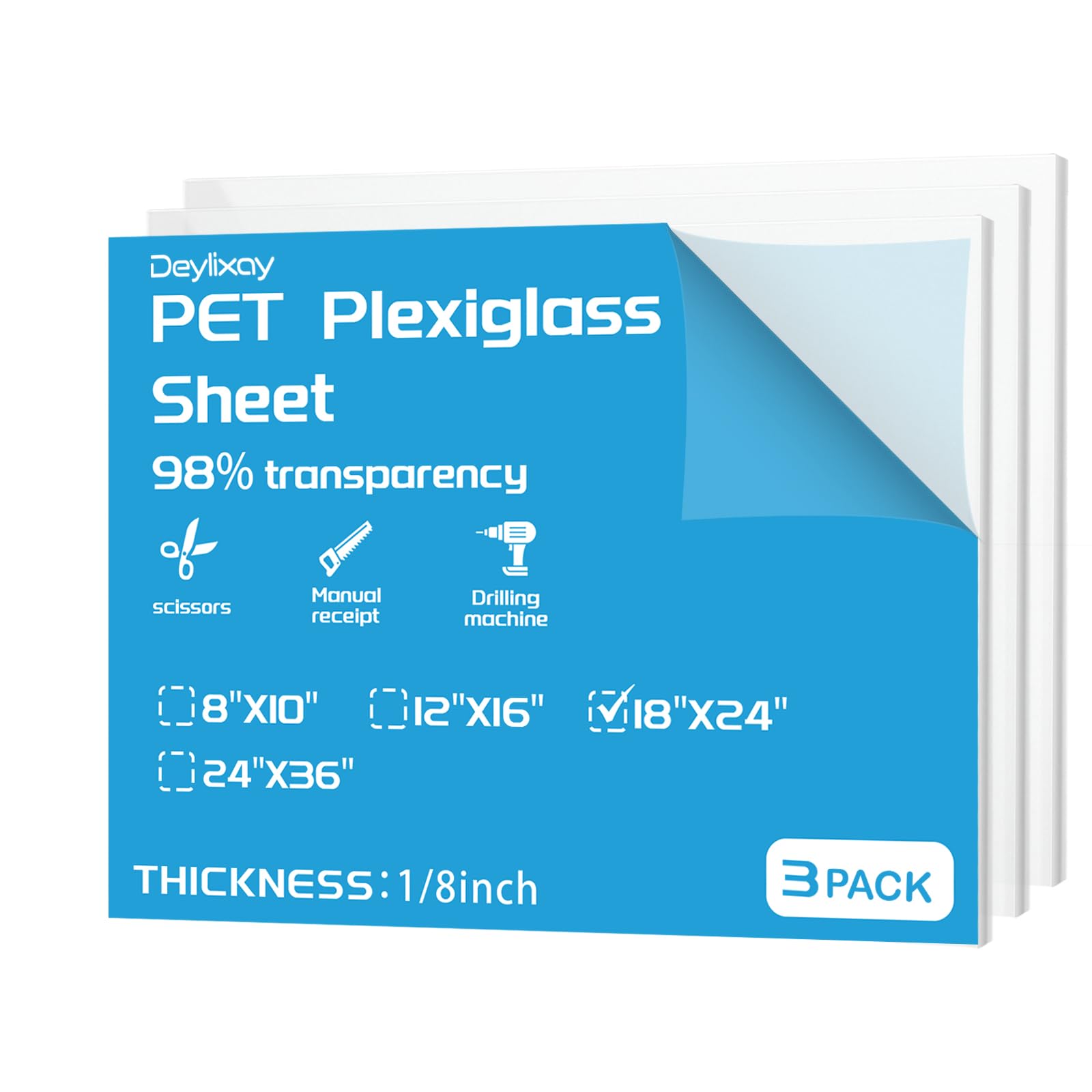 Clear Plexiglass Sheets - 3 Pack 1/4 Inch -12