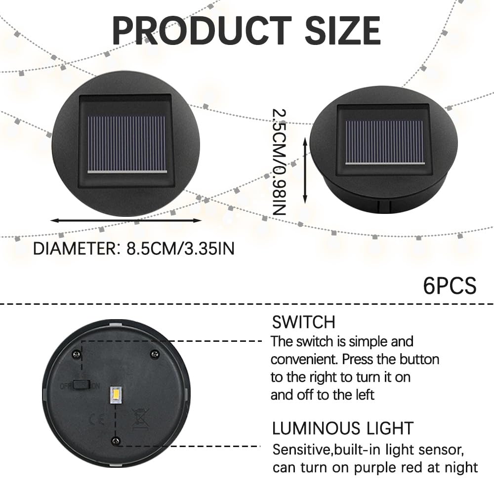 Mineup Części zamienne do lamp solarnych, 4 sztuki 8cm górne części zamienne do lamp solarnych z żarówkami LED, 1,2V IP44 panel solarny część zamienna do latarni solarnych, solarnych lamp ogrodowych i