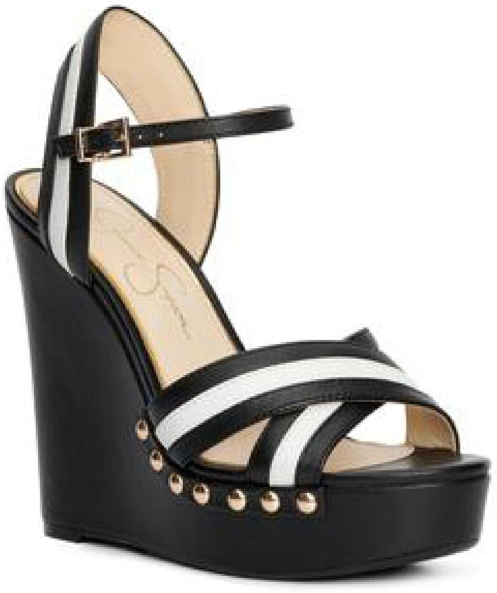 Jessica Simpson Women's TELLIRA Platform Wedge Sandal, Black/Bright, 5