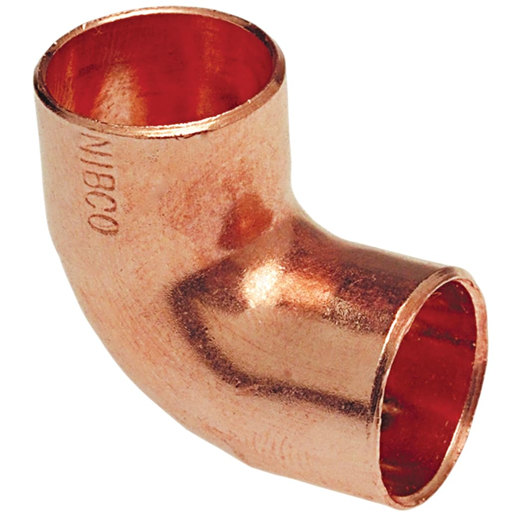 NIBCO Fig No 607, 1 in. x 3/4 in. Copper 90 Degree Elbow Close Rough, Cup x Cup, Solder