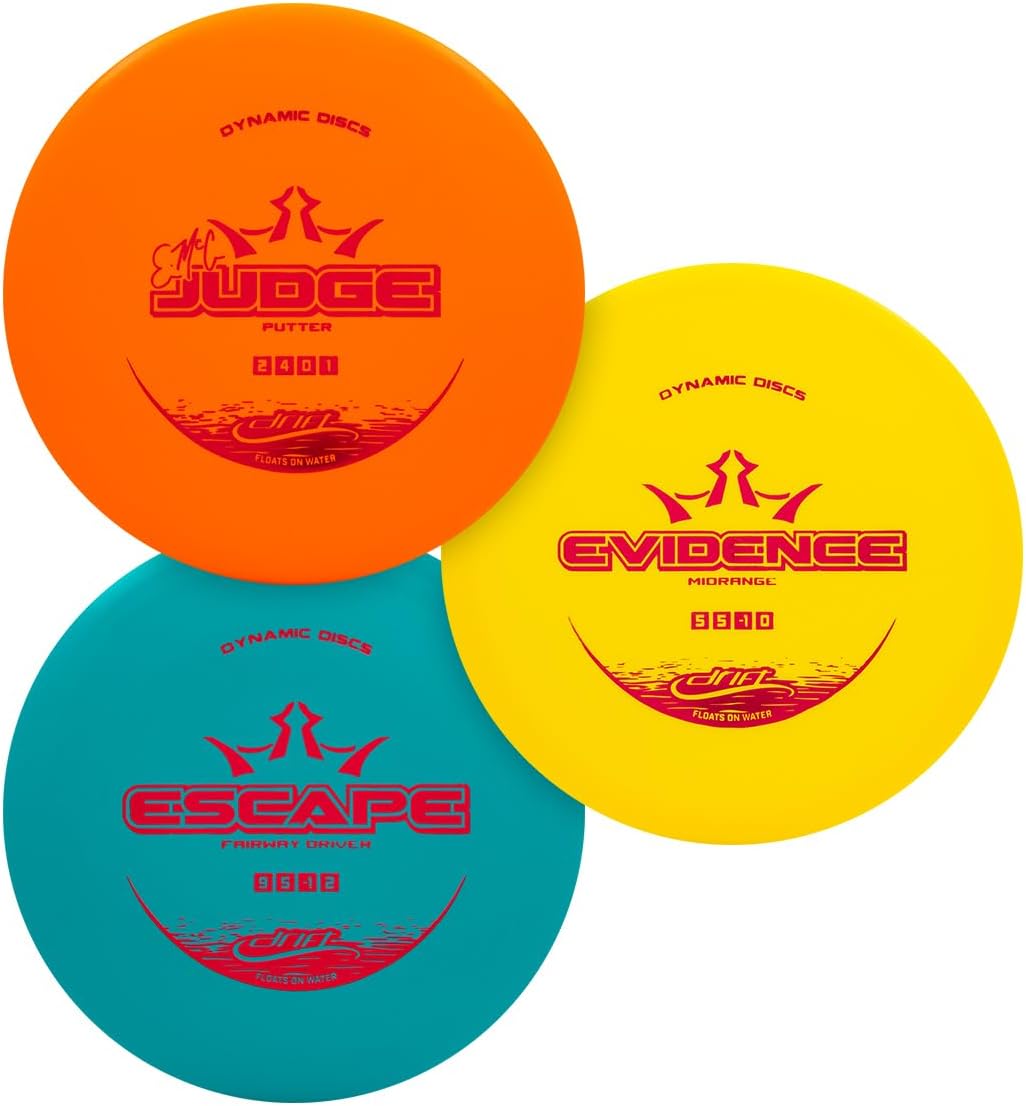 Dynamic Discs Drift Disc Golf Starter Set | 4 Piece Disc Golf Set for Beginners | EMAC Judge, Evidence, Escape, Sergeant | Lightweight, Floating Plastic for Longer Flights | 120-130g (Colors May Vary)