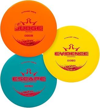 Dynamic Discs Drift Beginner Disc Golf Set | 3 Piece Disc Golf Discs Set | EMAC Judge, Evidence, Escape | Lightweight, Floating Plastic for Longer Flights | 120-130g Colors May Vary
