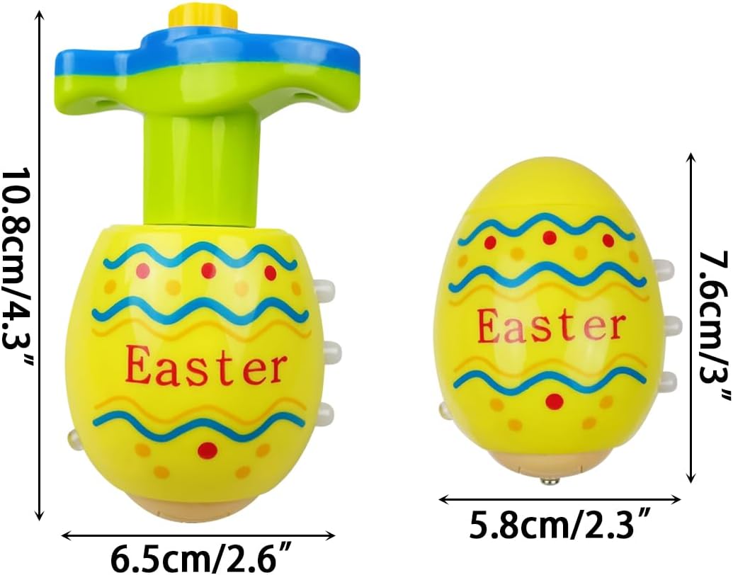 Pinkiwine 4 Pack Easter Eggs Light Up Spinning Tops with Flashing LED Lights for Kids Boys Girls Easter Basket Stuffers Toys Gifts - Image 6