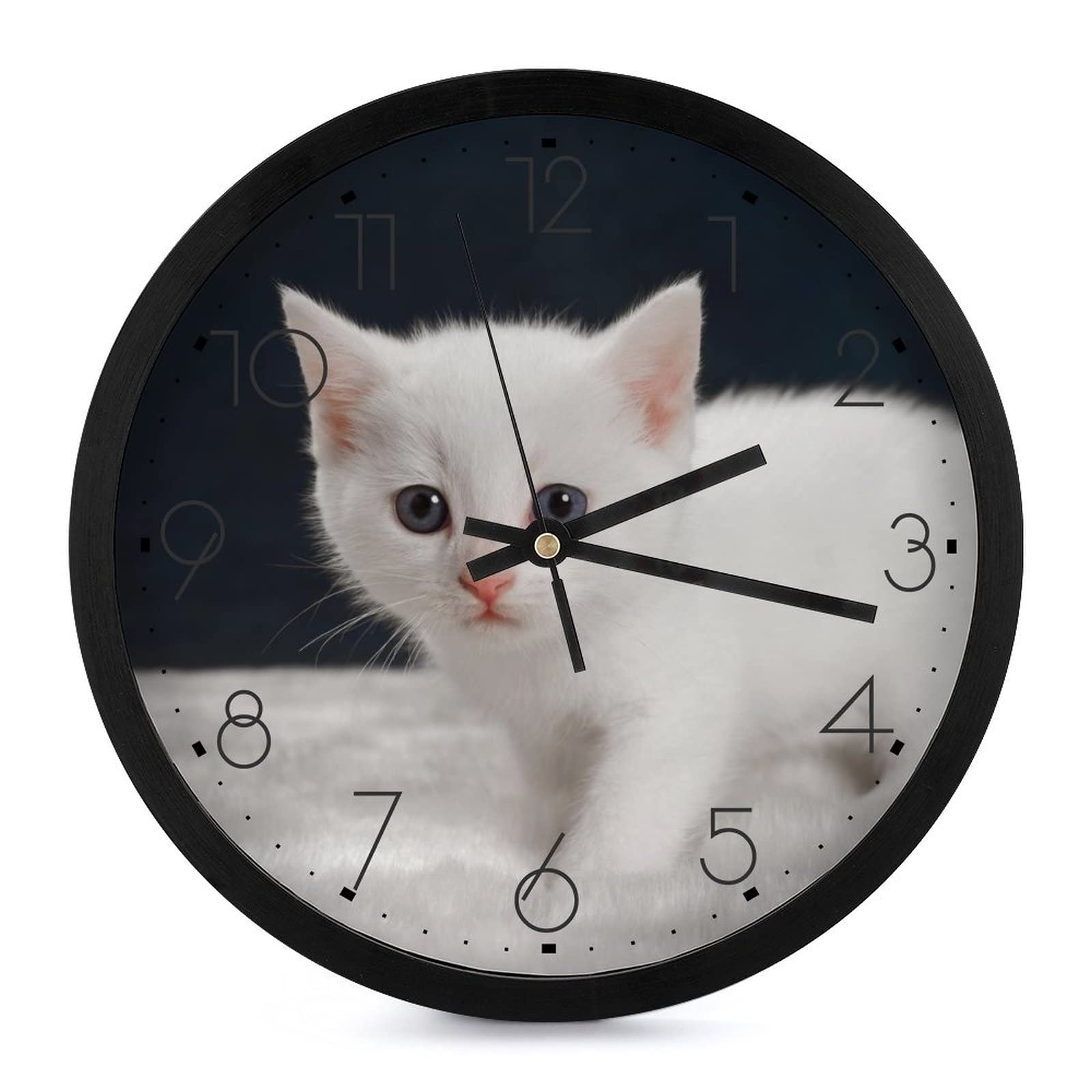 Horloge silencieuse chaton blanc pour chambre d'enfant sans aucun bruit de tic-tac