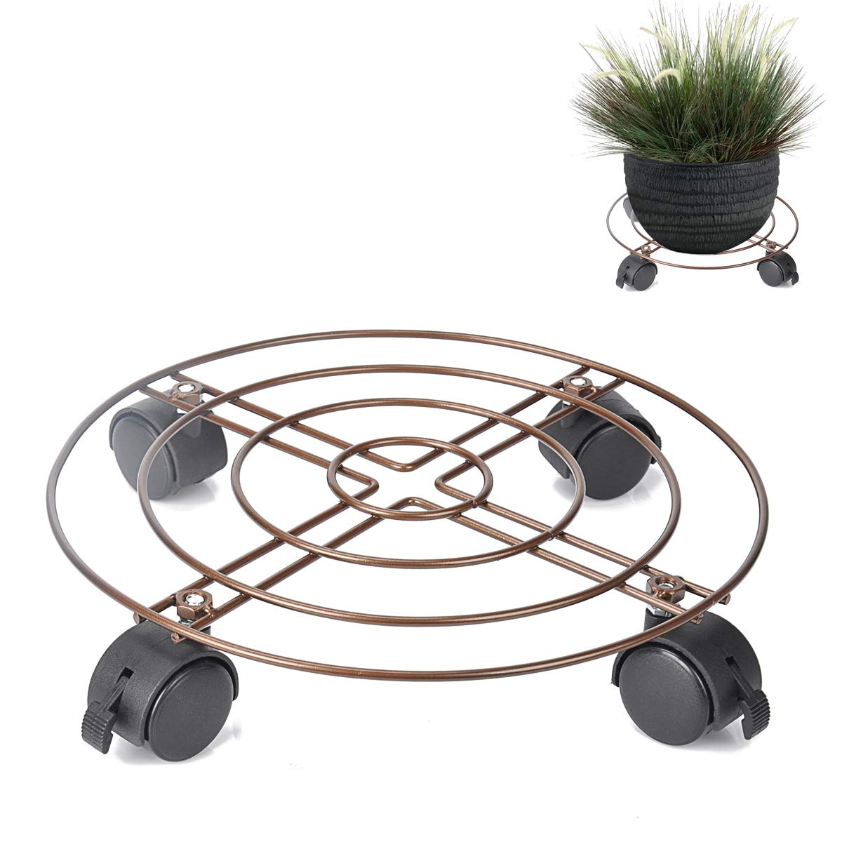 Buy Movable Flower Pot Pallet with Four Wheels Metal Stand On Roller