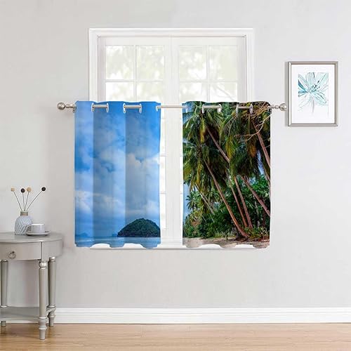 Miniatura 1 de Cortinas para Ventanas De Cuarto Sea and Sky Beach Scenery Blackout Door Curtain Drapes 85Inch Width by 85Inch Length,2 Panels