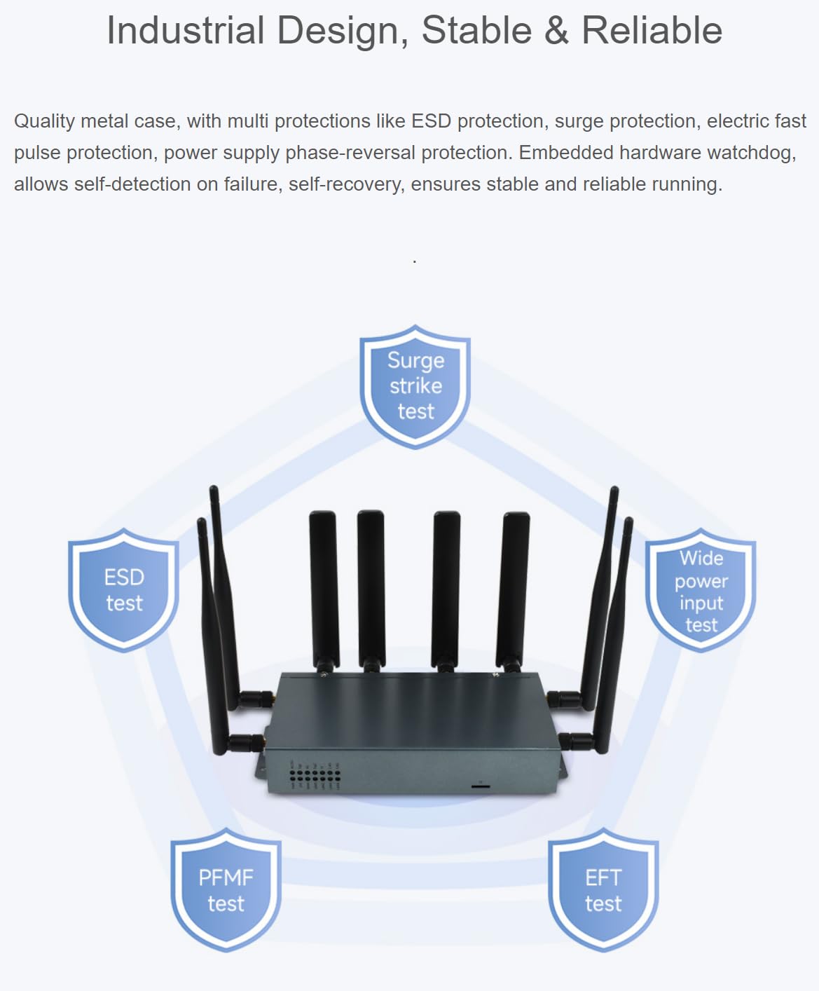 RM520N-GL Router industrial de quinta generación CPE Snapdragon X62 Módulo de banda global de quinta generación Gigabit Ethernet y WFi admite múltiples estándares de red