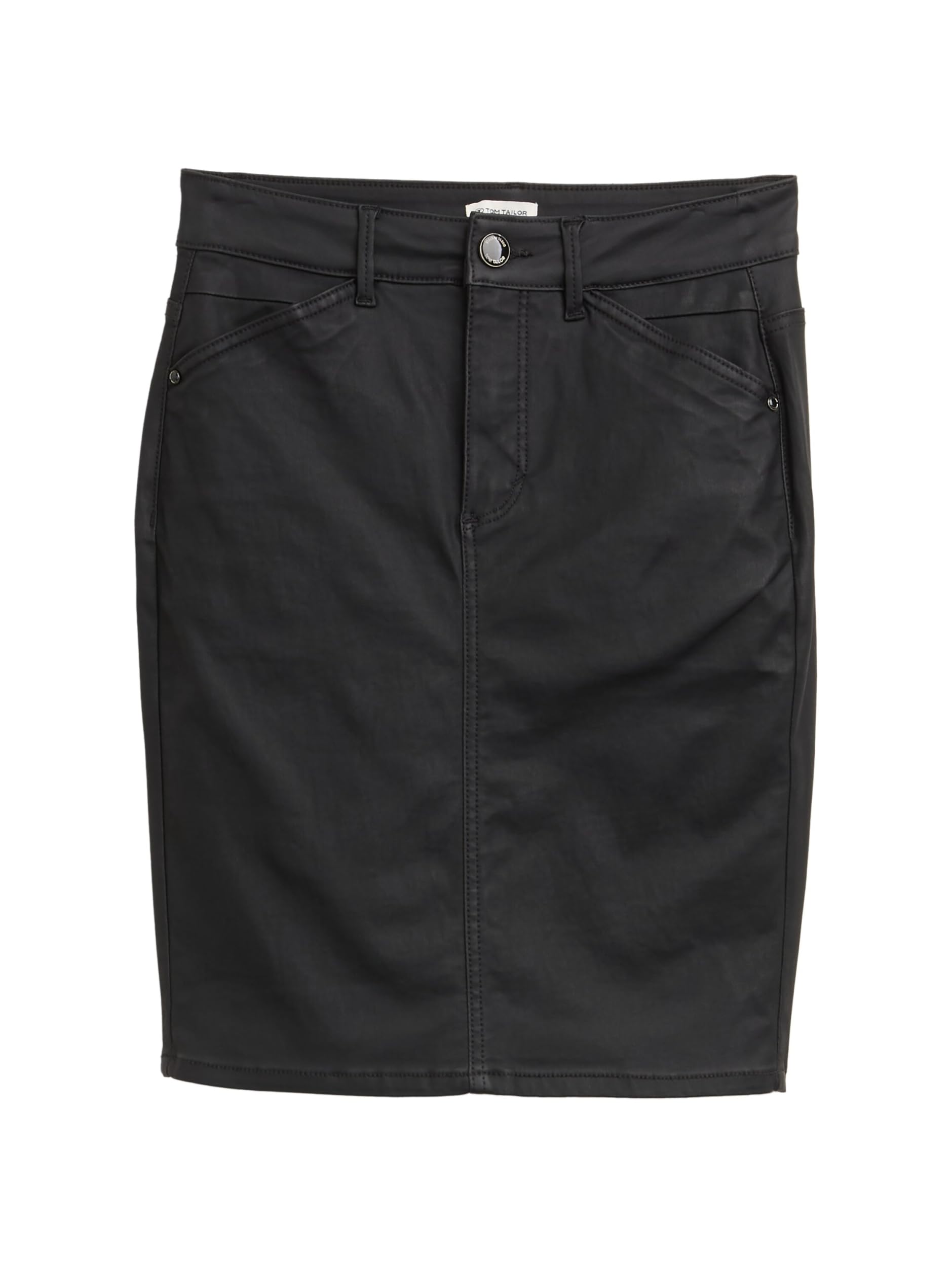 Jupe en Denim Noir Enduit pour Femme - TOM TAILOR