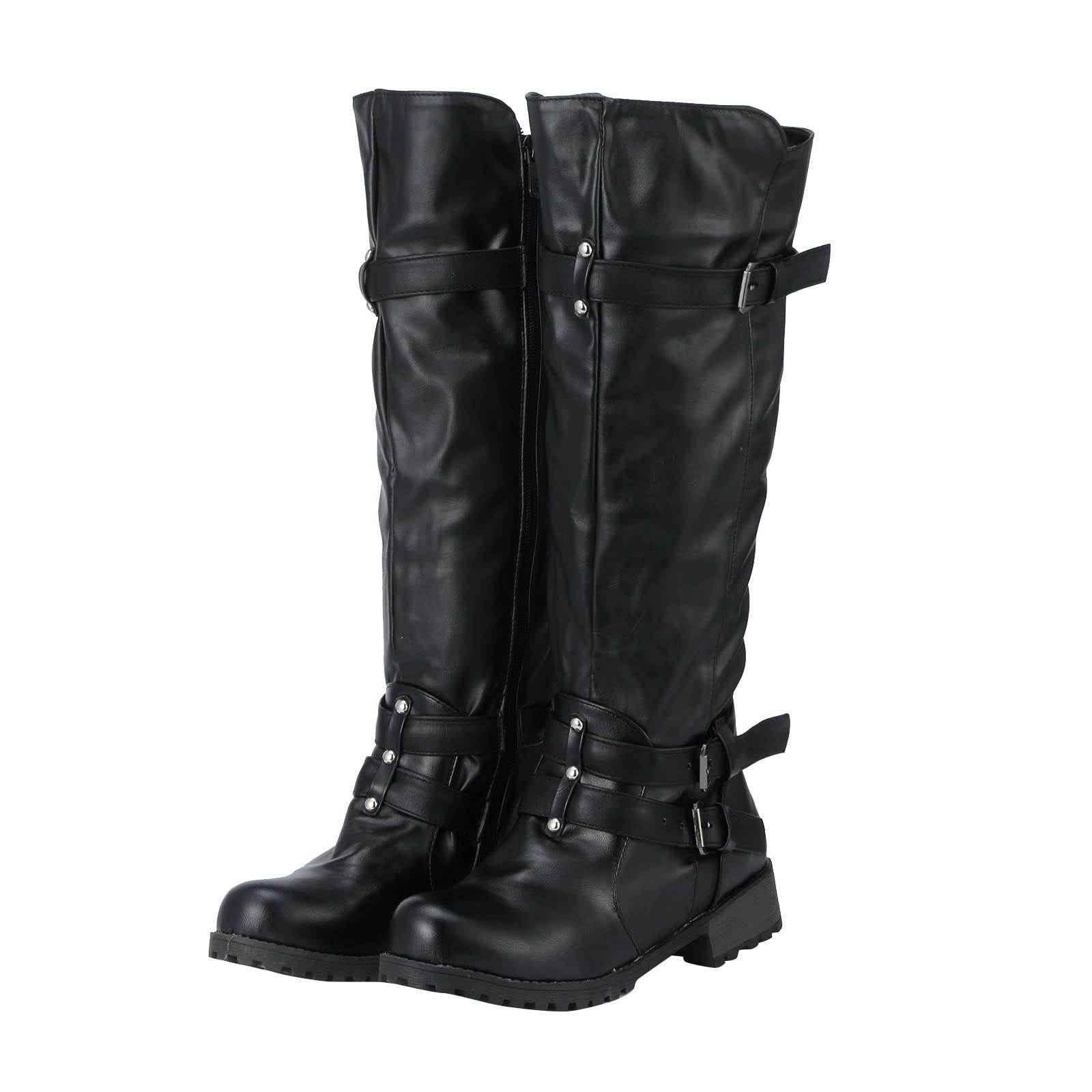 Botas de Invierno Mujer Botas para Mujeres Retro Chunky Heel Boots Knee Hign Boots de Mujeres