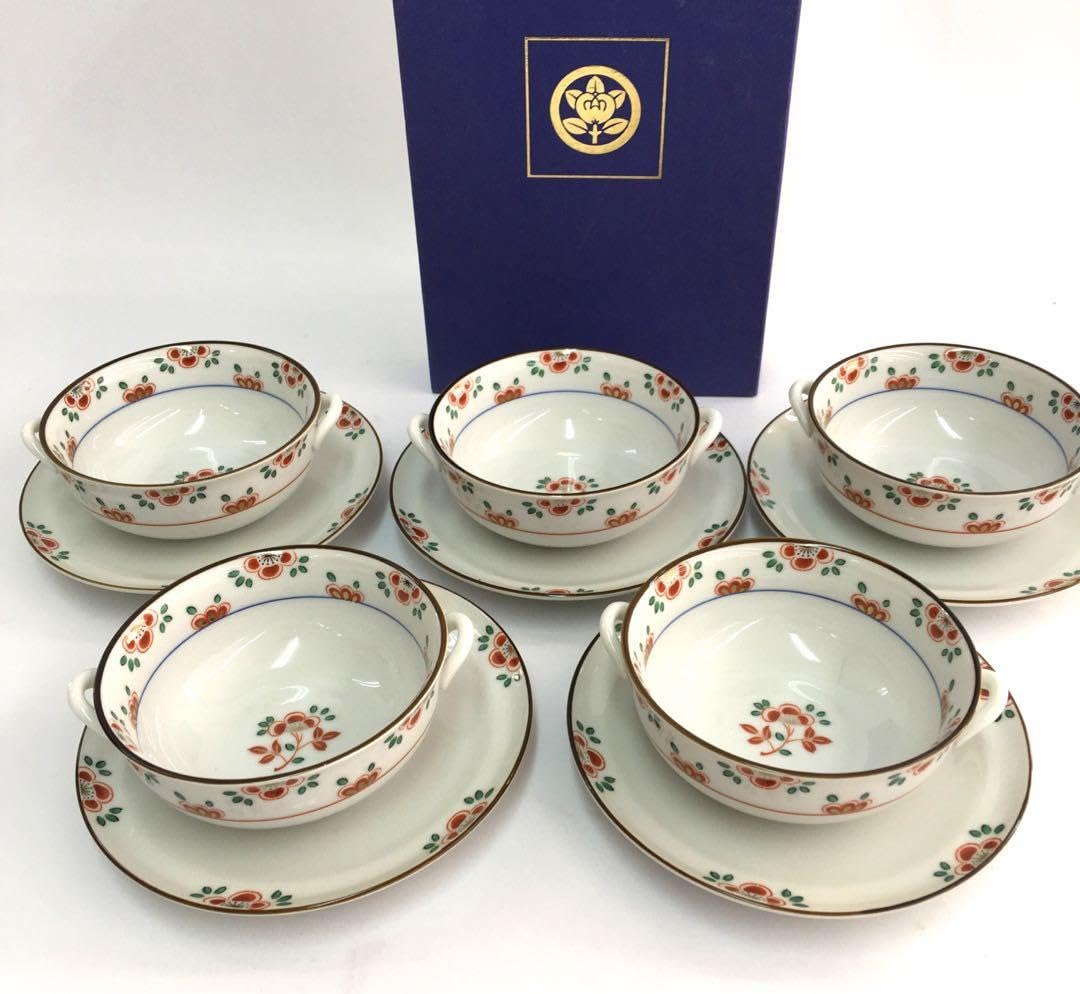Tachiyoshi Flower Stew Saucer Set, 5 Guests