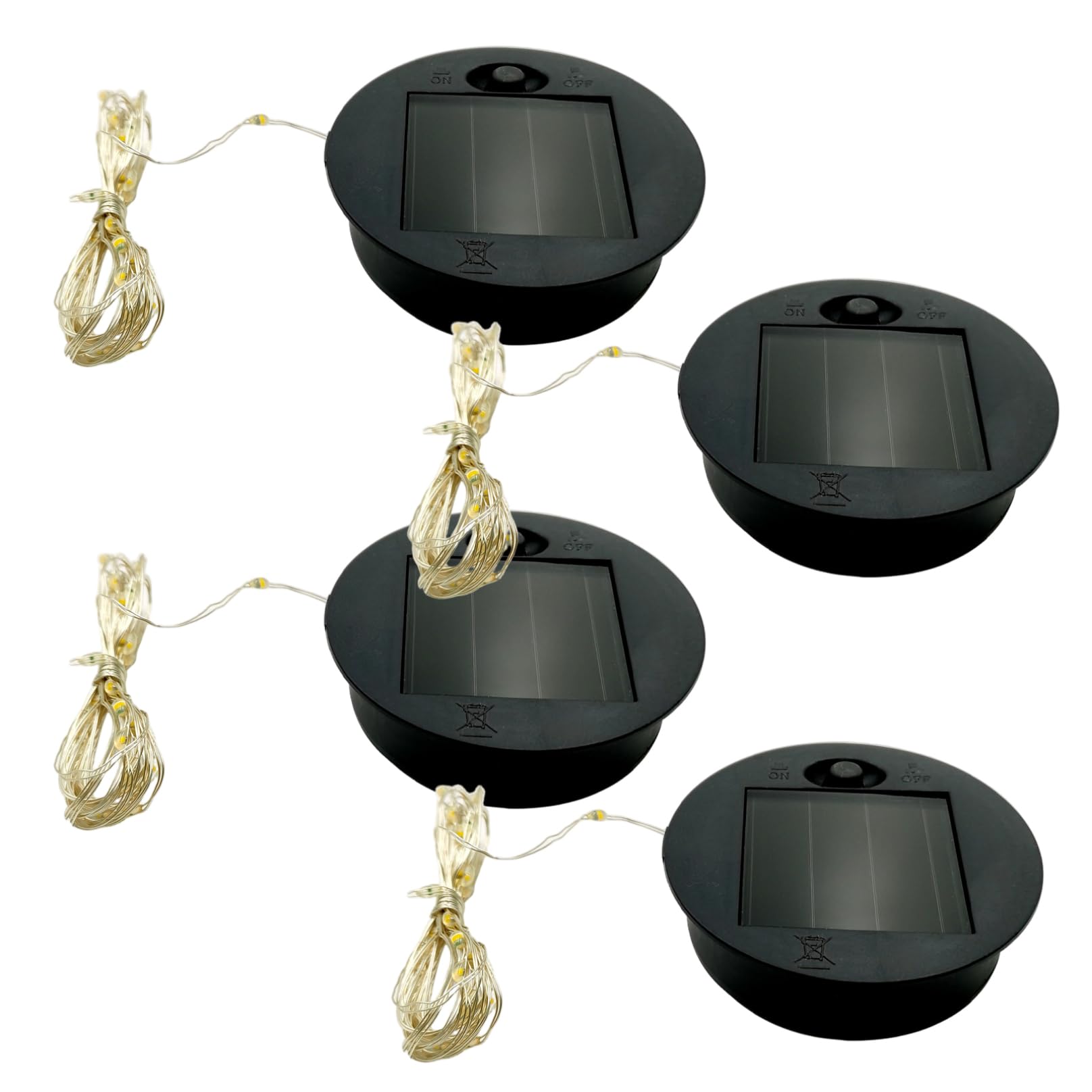 Hbbgdiy 4PCS Solar Light Replacement Top with 10LED String 2.8 Inch Round Solar Panel for Outdoor Hanging Lanterns DIY Yard Pathway Patio Decoration Light Repair