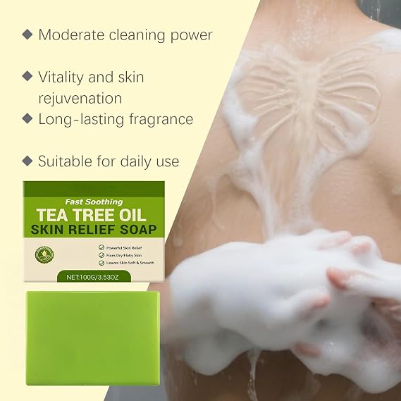 Natural Tea Tree Oil Soap Bar for Body,Face - Antifungal Soap with Deep Cleansing,Effectively Fights Skin Fungus & Body Odor,Suitable for All Skin Types,Green Soap Bar for Shower and Facial Care