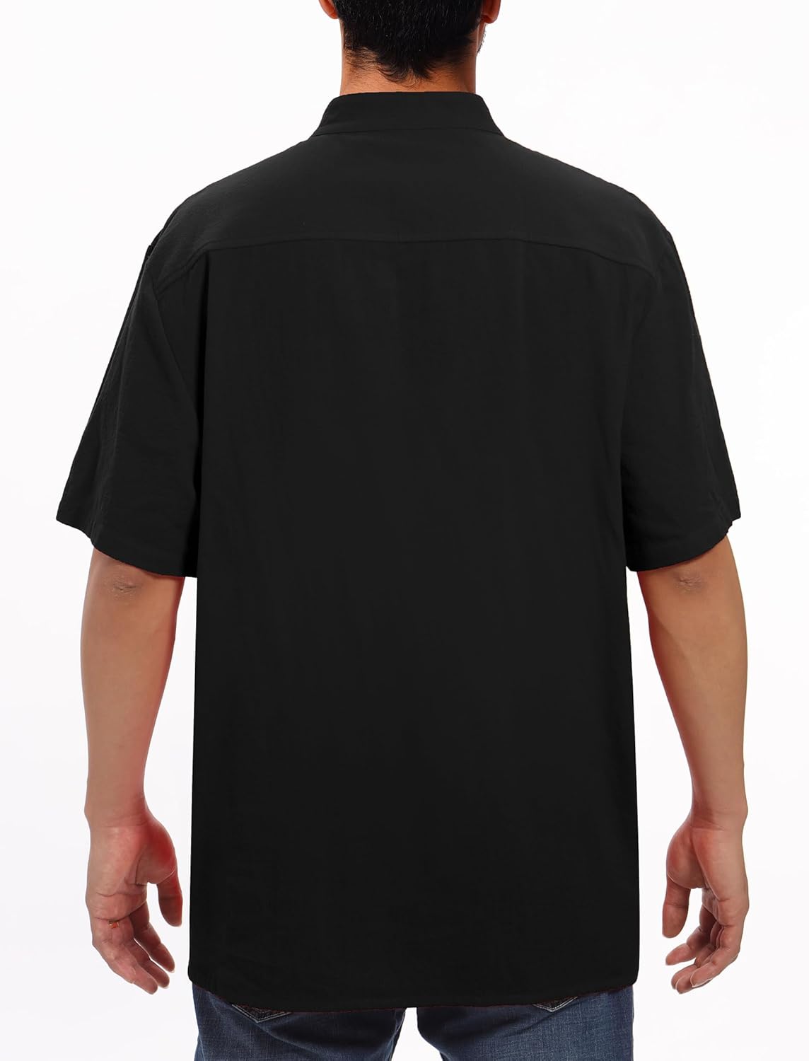 IKADEX Mexican Shirts for Men Traditional Men's Guayabera Dress Shirts Embroidered Button Down Cotton Tops Fiesta with Pocket A-Black - Image 2