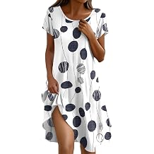 Summer Dress Women's Knee-Length Casual Dresses Summer Boho Tunic Dress A Line Elegant Beach Dress Short Sleeve Summer Dresses Women Light and Airy Casual Dress Loose Chic Women's Dresses Airy