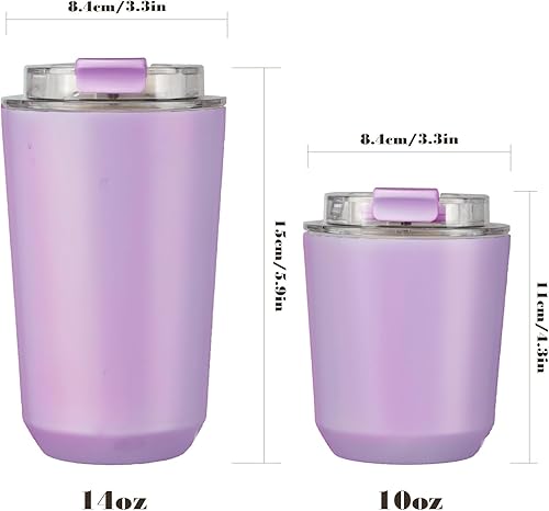 Miniatura 102 de Puraville Insulated Tumblers with Lid, 14 oz Travel Coffee Mug Stainless Steel Vacuum Cup, Leak Proof Reusable Double Walled Coffee Tumbler for Iced