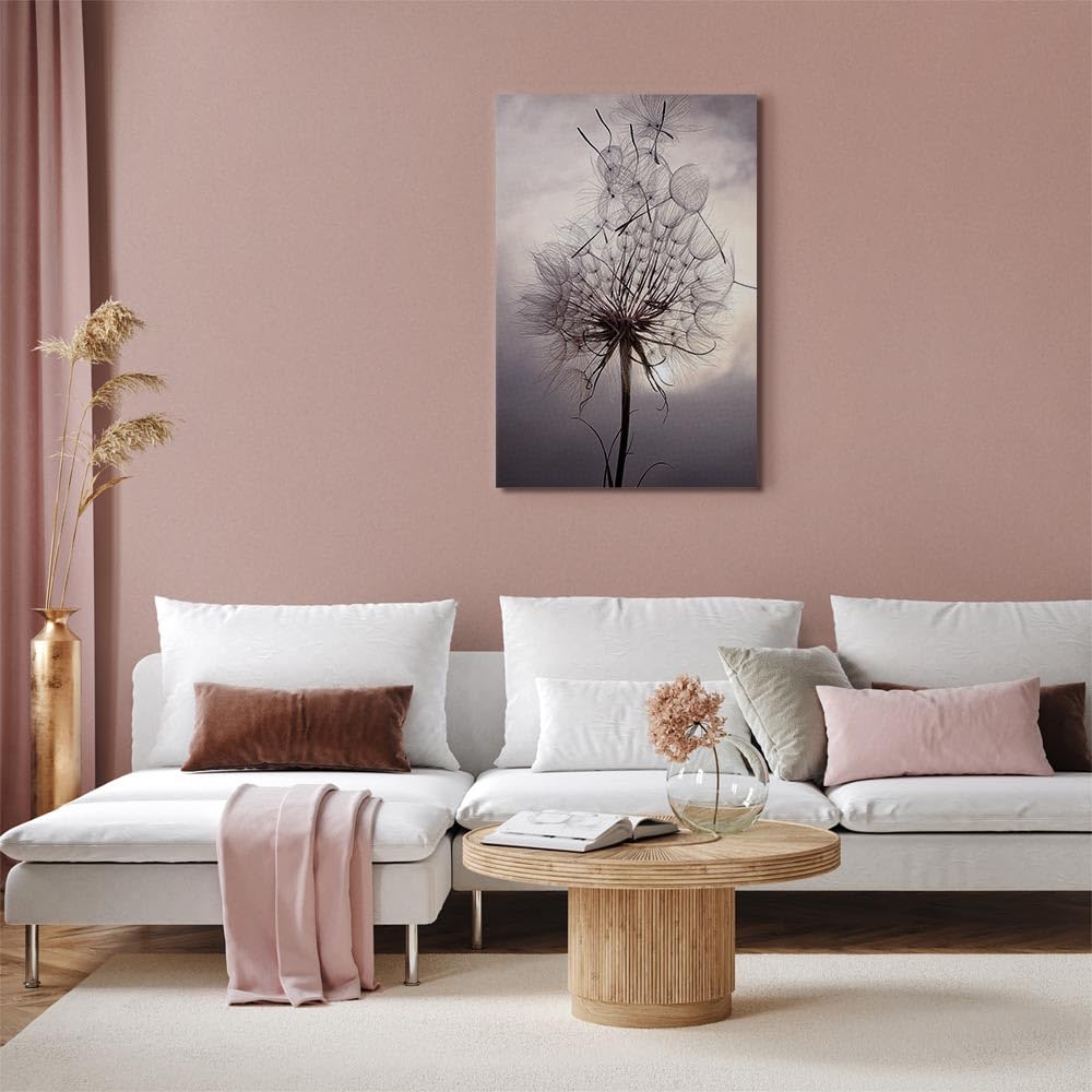 murando - Quadro Verticale Fiore Soffione Astratto Beige 60x90 cm 1 Pezzo - Stampa su Tela Strutturata - Quadri Moderni Verticali Camera da Letto - Murale Arte Decorazioni da Parete - b-B-0634-b-a