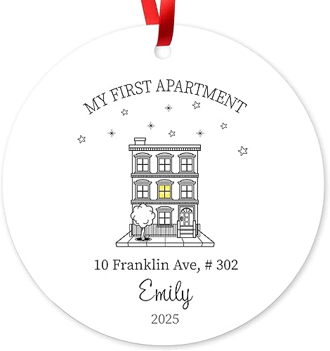 Vista 15 de Adorno personalizado para la primera Navidad en nuestro nuevo hogar 2025, adorno de Navidad de dirección de casa nueva, regalos de inauguración