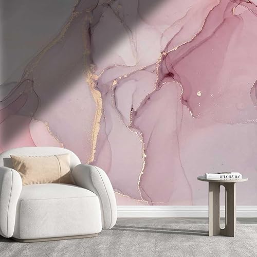 Papel tapiz para dormitorio, despegar y pegar, papel de mármol dorado rosa para decoración de pared, paneles de revestimiento de cera sin pegamento