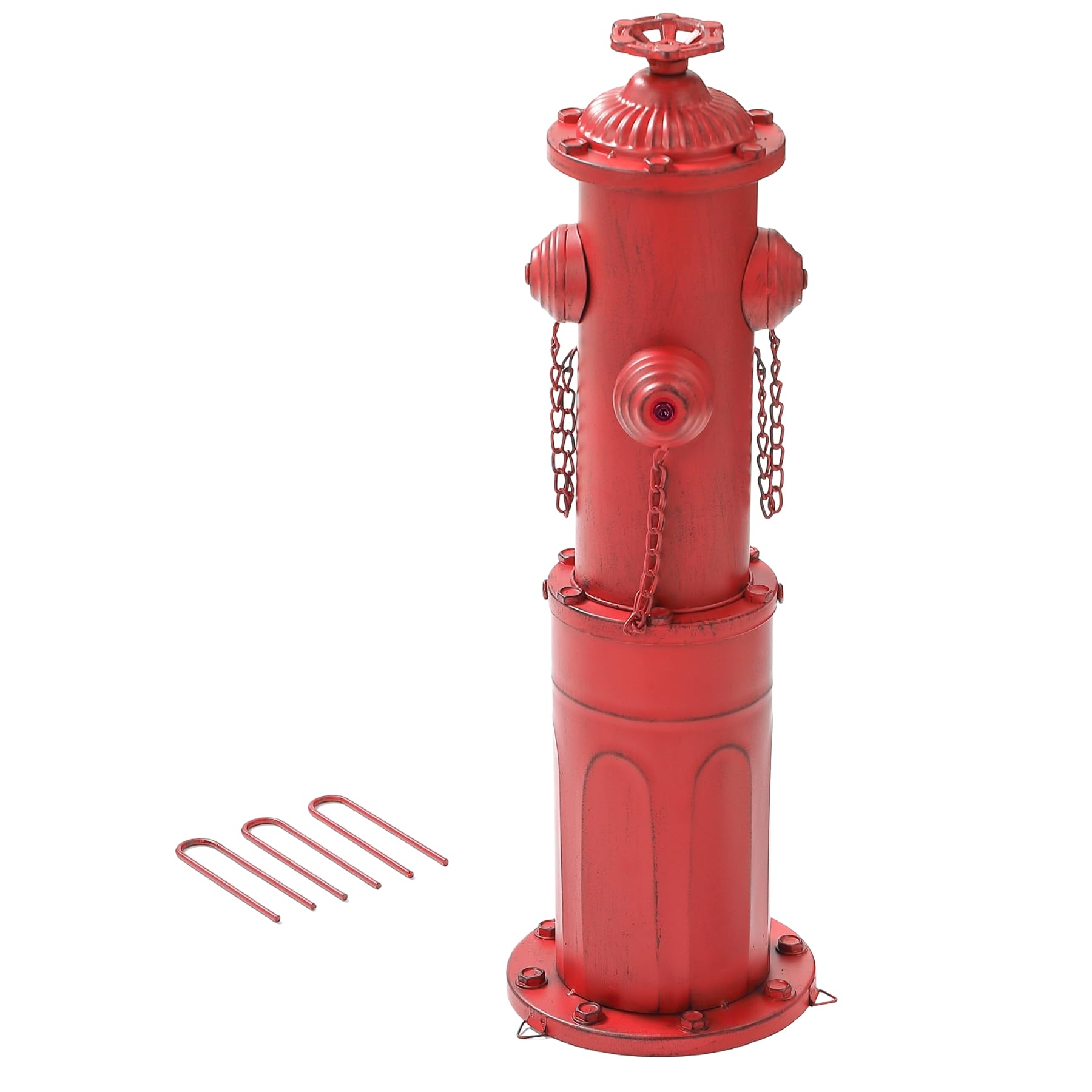 Feuerhydrant für Hunde zum Pinkeln, 57,1 cm, Metall, künstlicher Feuer-Hydrant, Pee Post rot für Outdoor-Training, Urinenstange mit Erdspießen, befüllbare Basis für Hof, Garten, Terrasse
