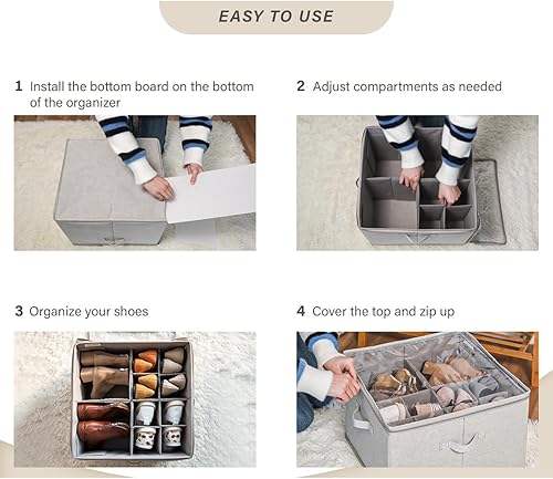 Miniatura 3 de StorageWorks Organizador de zapatos para armario, contenedores de tela para almacenamiento de zapatos con cubierta transparente, divisores