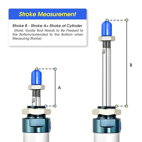 Miniatura 5 de TAILONZ PNEUMATIC Cilindro de aire de carrera de 1.260 in de diámetro de 1.969 in de doble acción con conector en Y y 2 piezas de ajuste de 0.315 in