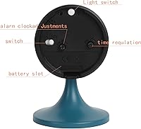 Vista 3 de Reloj despertador redondo de 3 pulgadas, analógico, silencioso, sin tictac, reloj de escritorio para dormitorio