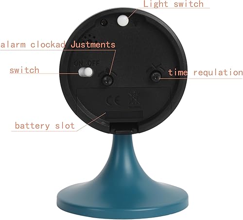 Miniatura 3 de Reloj despertador redondo de 3 pulgadas, analógico, silencioso, sin tictac, reloj de escritorio para dormitorio