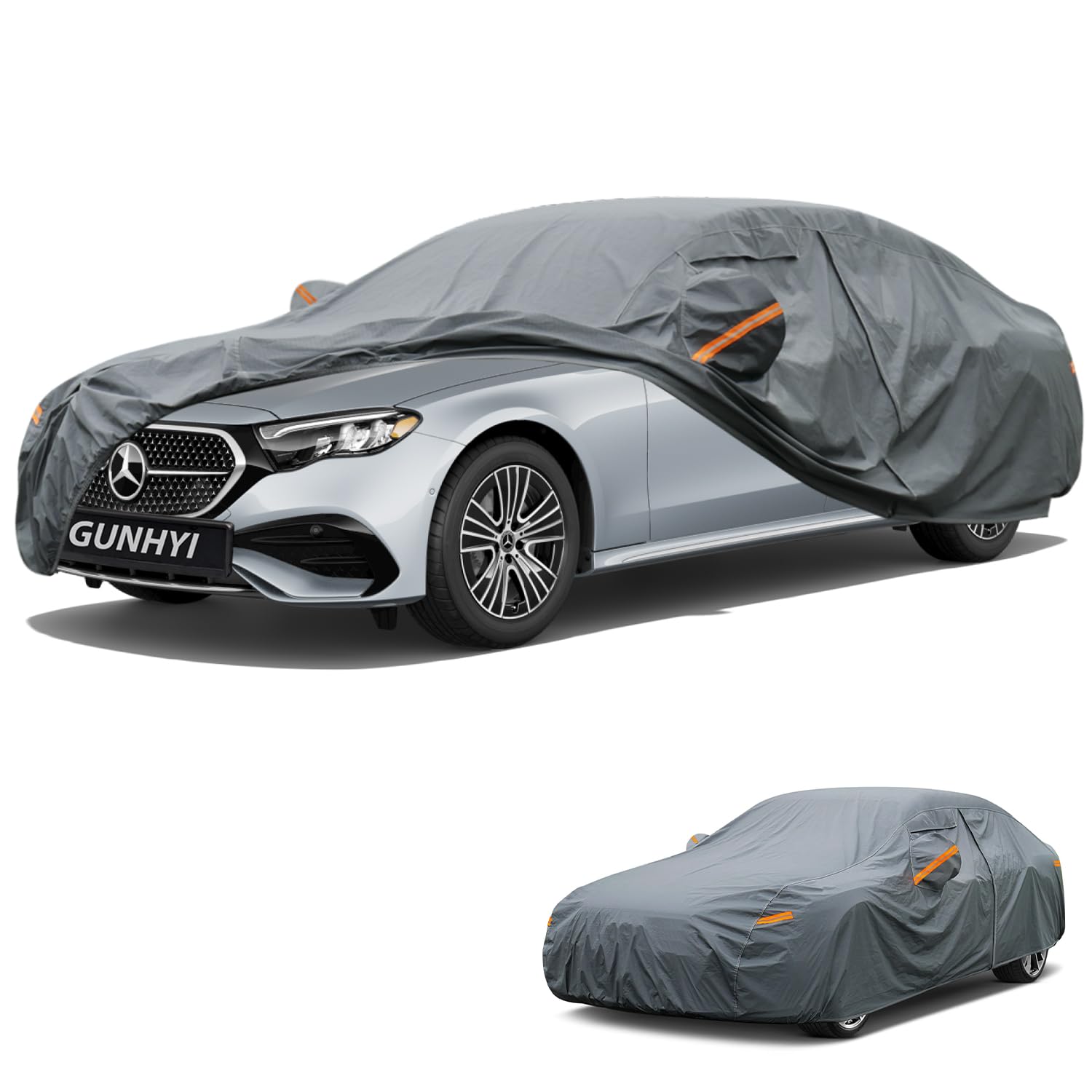 GUNHYI Premium Car Cover Custom Fit Mercedes-Benz E-Class, 16 Layers Heavy Duty Car Cover Waterproof All Weather with Zipper Door for Sun Rain Snow Dust Uv Protection