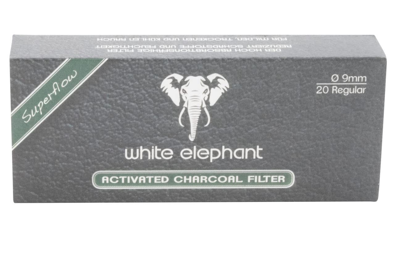 White Elephant 9mm Charcoal Filters (White, 20 Pack)