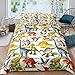 Produktbild Loussiesd Kinder Bettwäsche Set Cartoon Dino 135x200 cm Dinosaurier Jungen Bettbezug für Mädchen Kids Microfaser Himmlische Qualität Betten mit 1 Kissenbezug 80x80cm Einzelbett 2 teilig
