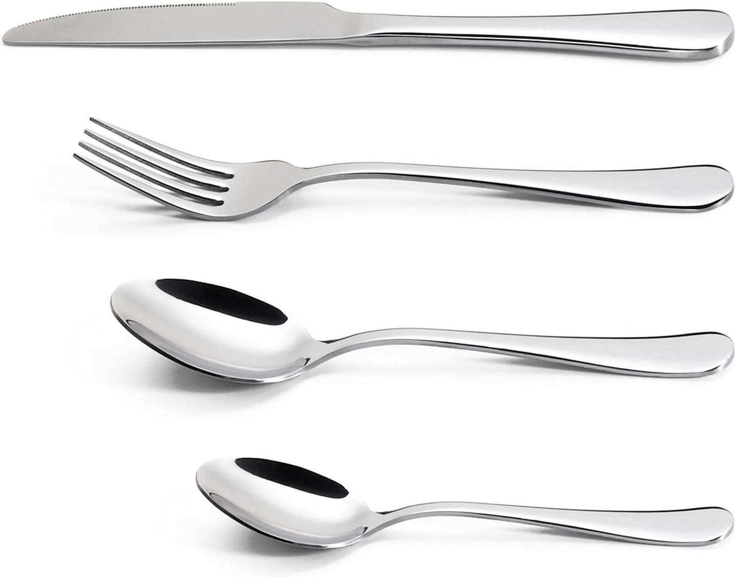 Vinsani 24 Piece Stainless Steel Cutlery Silverware Flatware Home Use Tableware Dinnerware Set Knife Fork Spoon Dessert Spoon, Service for 6 People, Mirror Polished – Dishwasher Safe Easy Clean