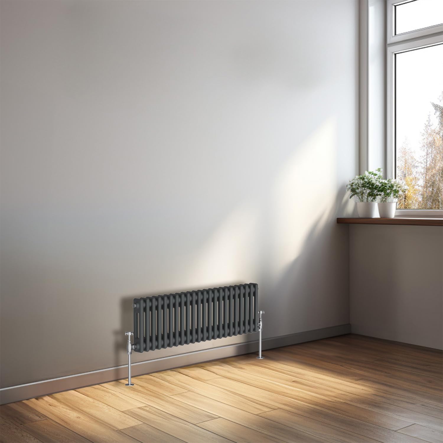 Nrg Anthracite 300X1010 Cast Iron Horizontal Radiator 2 Column Central Heating Rads