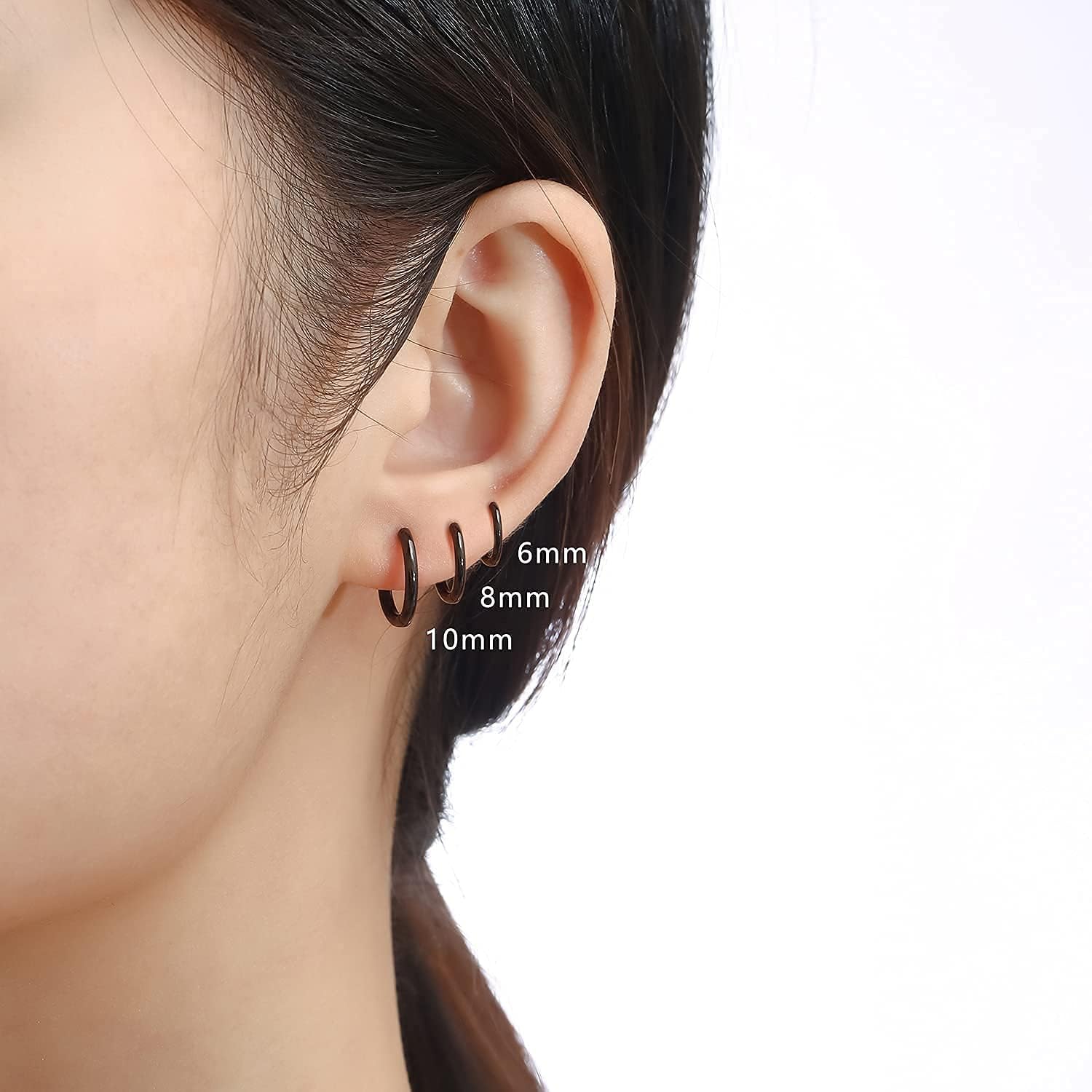 925 Sterling Silver Hoop Earrings 6mm/8mm/10mm Small Hoop Cartilage Earrings Hypoallergenic Huggie Hoop Earring for Women and Men - Image 5