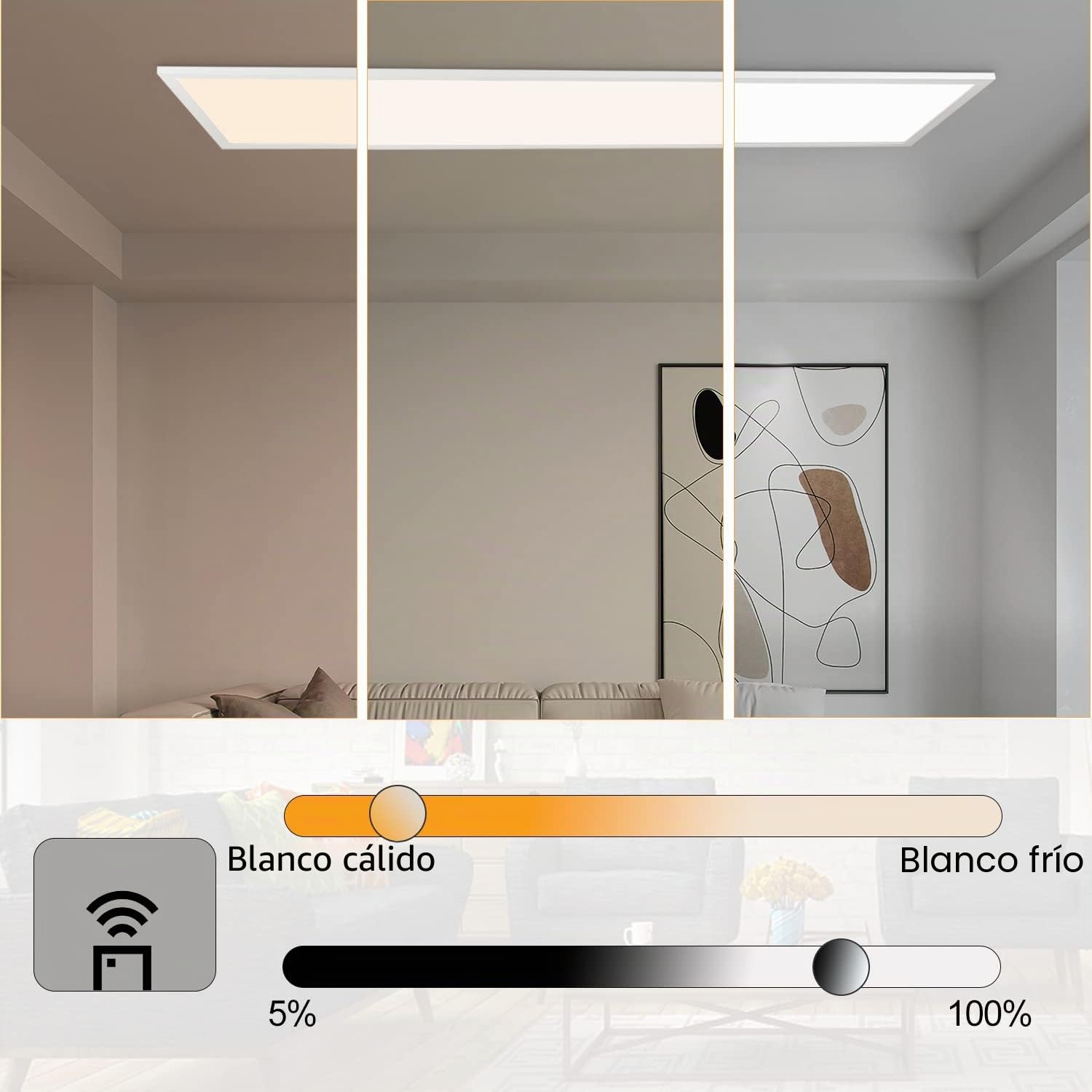 CBJKTX Plafón LED Panel regulable Lámpara de techo 120x30 cm con mando a | distancia Panel de techo de 48W Lámpara de salón 3840LM Luz de noche moderna Lámpara de dormitorio Lámpara de oficina blanca